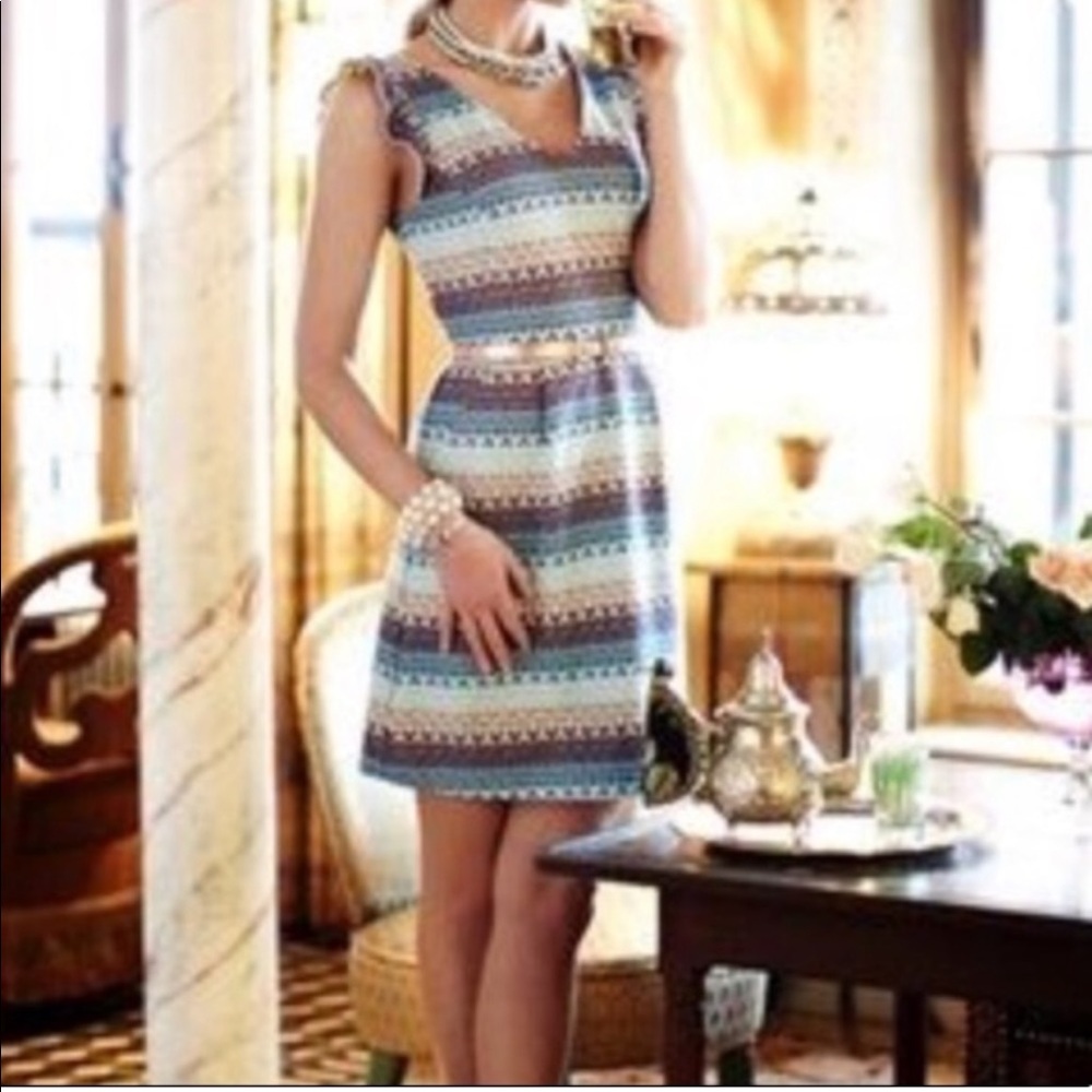 Anthro’s Tabitha Teahouse teal embroidered lace dress
